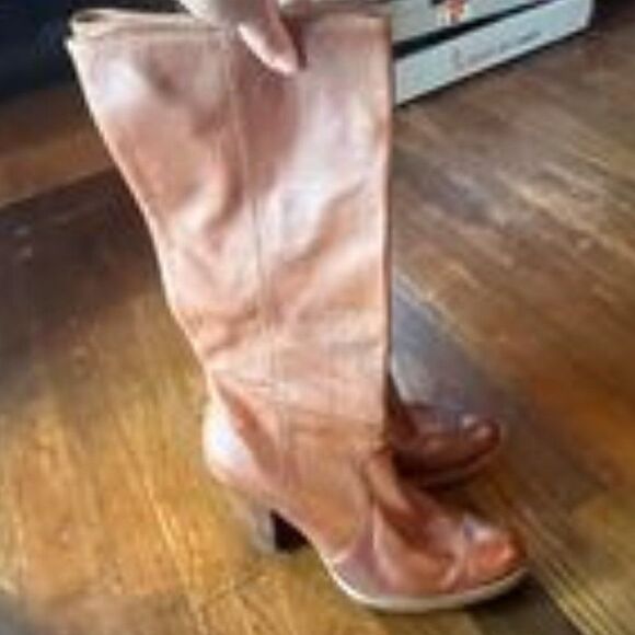 Alfani Brown high heeled leather boots size 7.5 - Picture 1 of 5